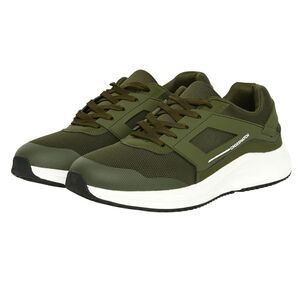 Crosshatch Mens Holywell Flyknit Sneakers / Olive/White